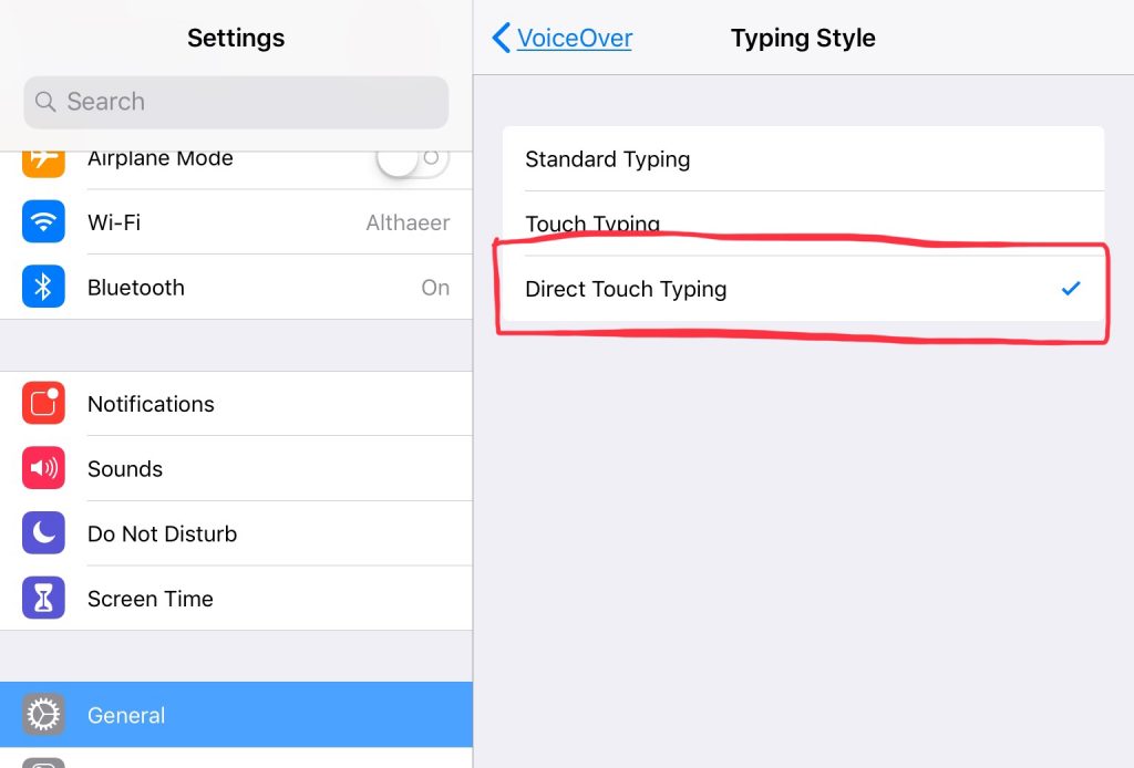 Screenshot setting typing style di iPad