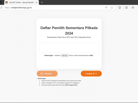 tampilan beranda situs cek DPT online KPU