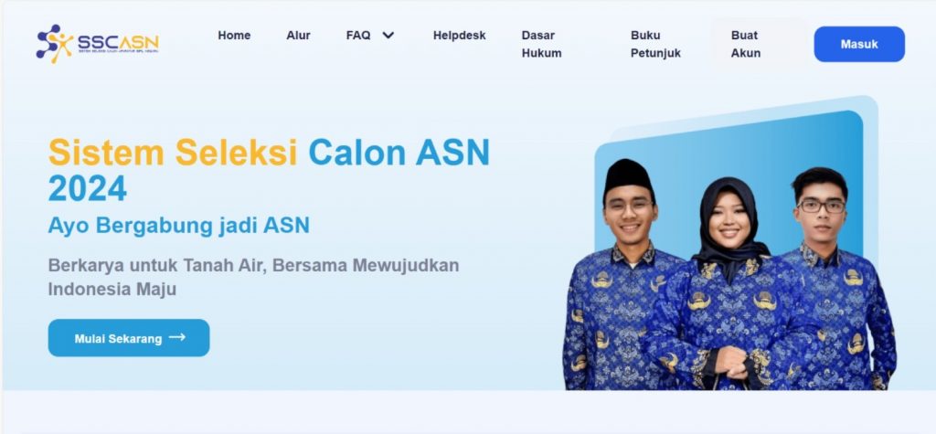 tampilan website seleksi calon ASN tahun 2024